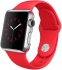 Apple Watch, корпус 38 мм из нержавеющей стали, красный спортивный ремешок