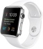 Apple Watch, корпус 42 мм из нержавеющей стали, белый спортивный ремешок