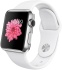 Apple Watch, корпус 38 мм из нержавеющей стали, белый спортивный ремешок